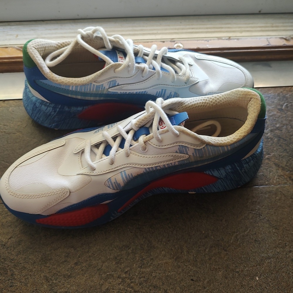 Puma RS-X Running System Mens Sneakers White Blue Red Chunky Low Top Shoes